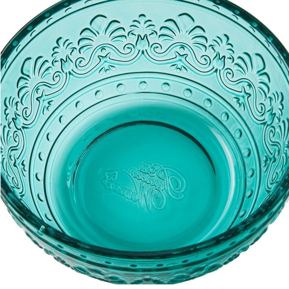 ❤️ New Pioneer Woman Cassie Teal Embossed 4 Piece Bowls - Picture 3 of 7